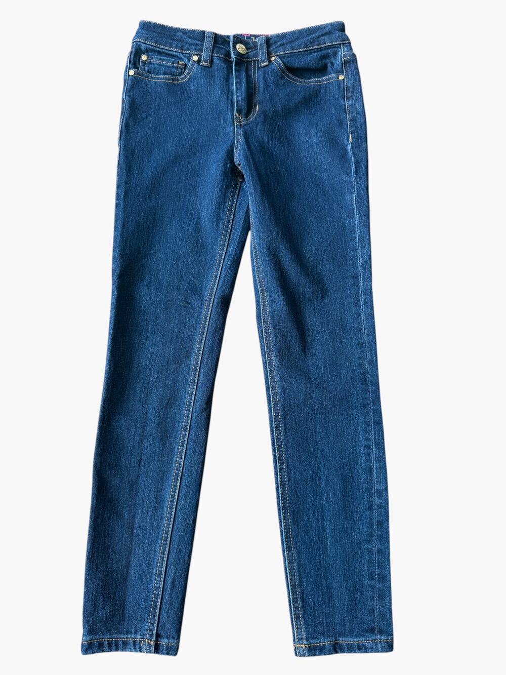 Kate Spade New York Girls Dark Wash Skinny Jeans Gold Spade Size 10